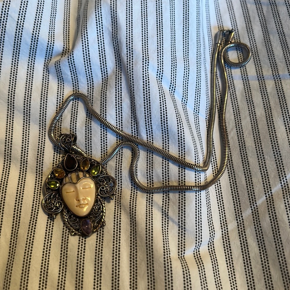 Sterling Silver Vivah Necklace with precious stones